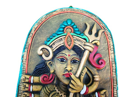 Terracotta Maa Durga Sherawali Maa Wall Hanging Showpiece for Home Décor