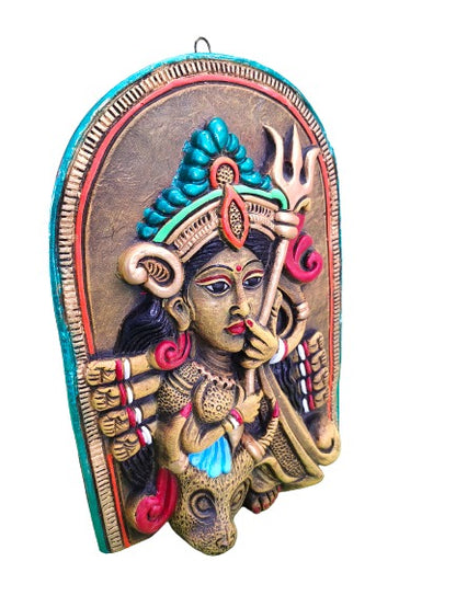 Terracotta Maa Durga Sherawali Maa Wall Hanging Showpiece for Home Décor