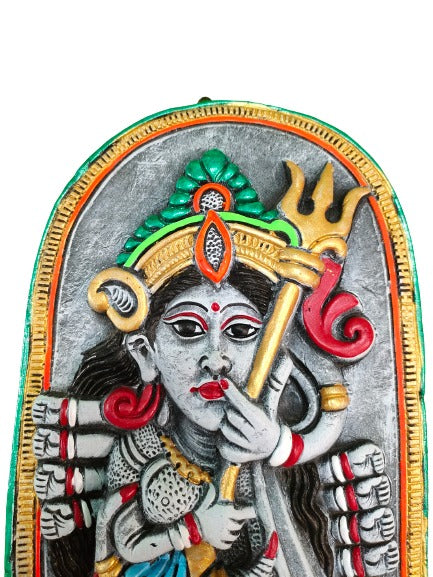 Terracotta Maa Durga Sherawali Maa Wall Hanging Showpiece for Home Décor