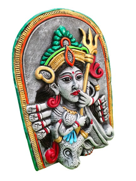 Terracotta Maa Durga Sherawali Maa Wall Hanging Showpiece for Home Décor