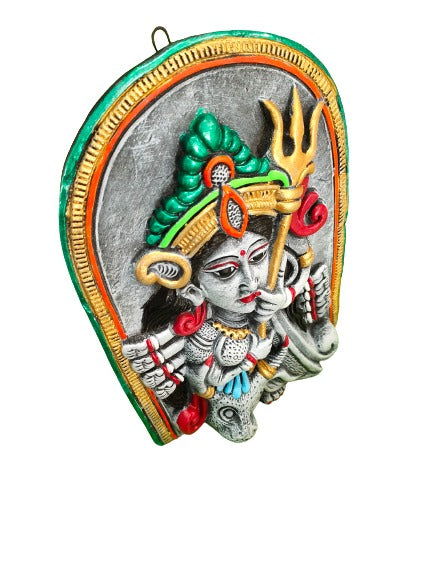 Terracotta Maa Durga Sherawali Maa Wall Hanging Showpiece for Home Décor