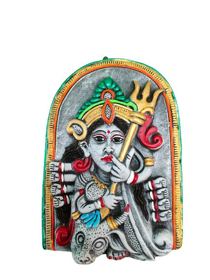 Terracotta Maa Durga Sherawali Maa Wall Hanging Showpiece for Home Décor