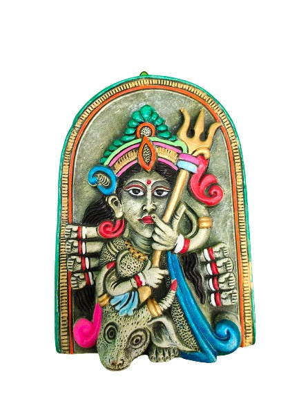 Terracotta Maa Durga Sherawali Maa Wall Hanging Showpiece for Home Décor