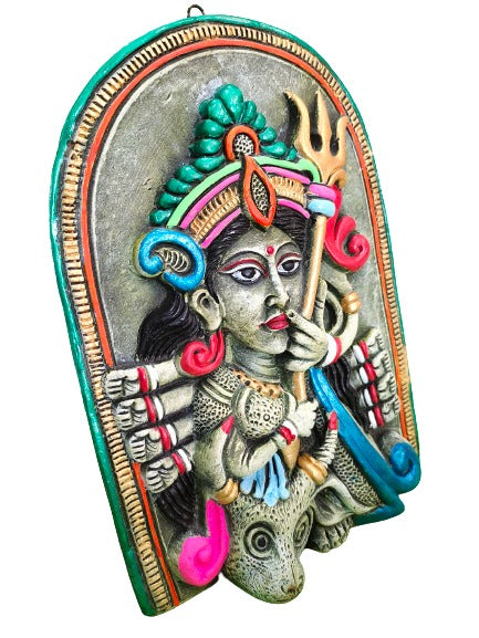 Terracotta Maa Durga Sherawali Maa Wall Hanging Showpiece for Home Décor