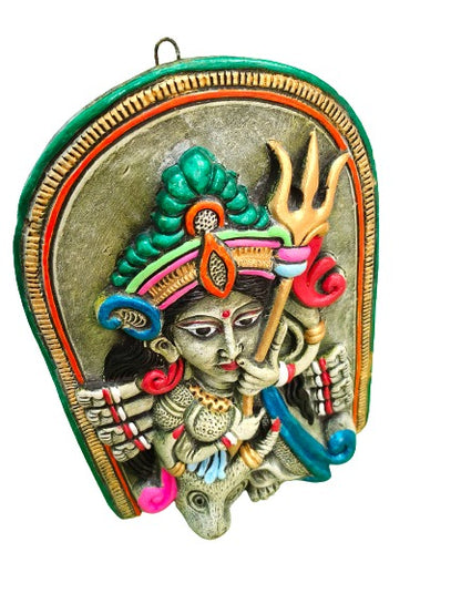 Terracotta Maa Durga Sherawali Maa Wall Hanging Showpiece for Home Décor