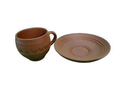 Terracotta Clay Cup Set Cup Plate Set Terracotta