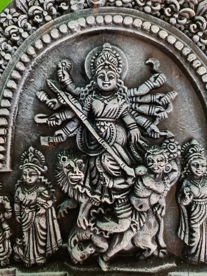 Terracotta Maa Durga Sherawali Maa Wall Hanging Showpiece