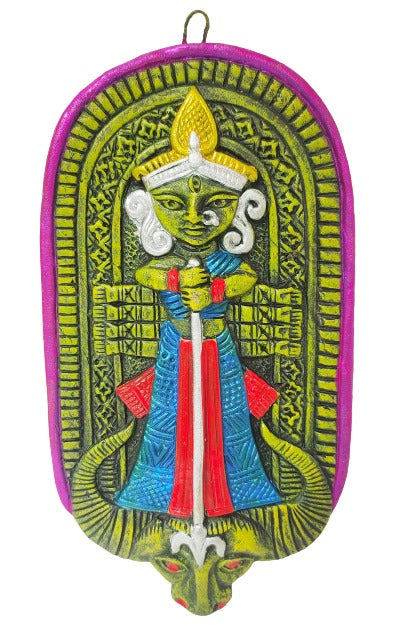 Terracotta Maa Durga Ma Dura Sherawali Maa Wall Hanging Showpiece.