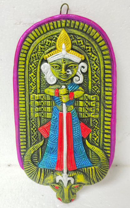 Terracotta Maa Durga Ma Dura Sherawali Maa Wall Hanging Showpiece.