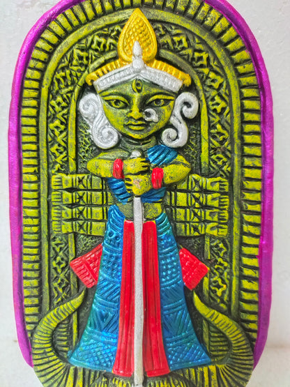 Terracotta Maa Durga Ma Dura Sherawali Maa Wall Hanging Showpiece.