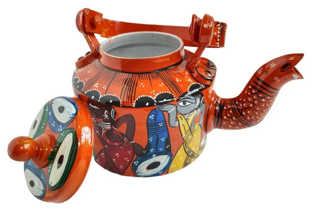 Traditional Indian Pattachitra Aluminum Kettle | Handcrafted Art Piece | Cultural Home Accent