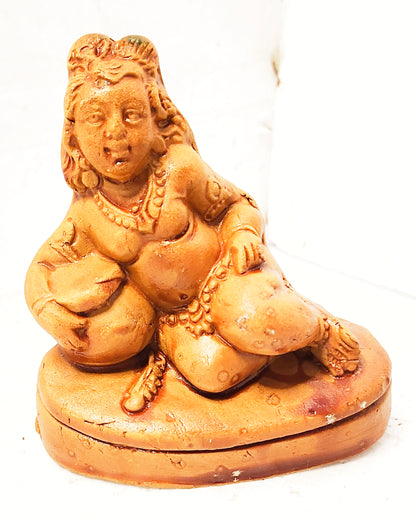 Terracotta Clay Lord Krishna Gopal Statue - Murlidhar/Krishn Kanhiya Idol, Small, Brown