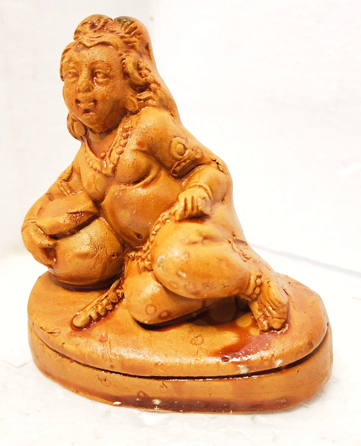 Terracotta Clay Lord Krishna Gopal Statue - Murlidhar/Krishn Kanhiya Idol, Small, Brown