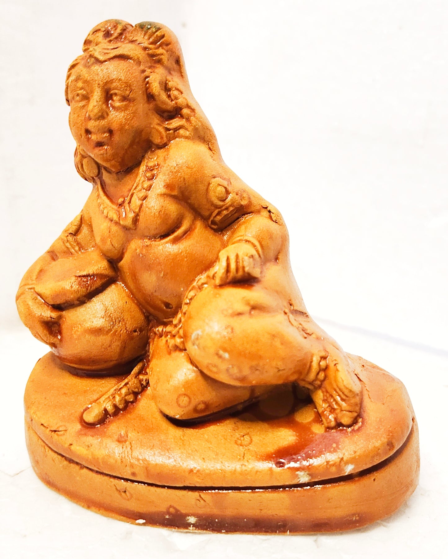 Terracotta Clay Lord Krishna Gopal Statue - Murlidhar/Krishn Kanhiya Idol, Small, Brown