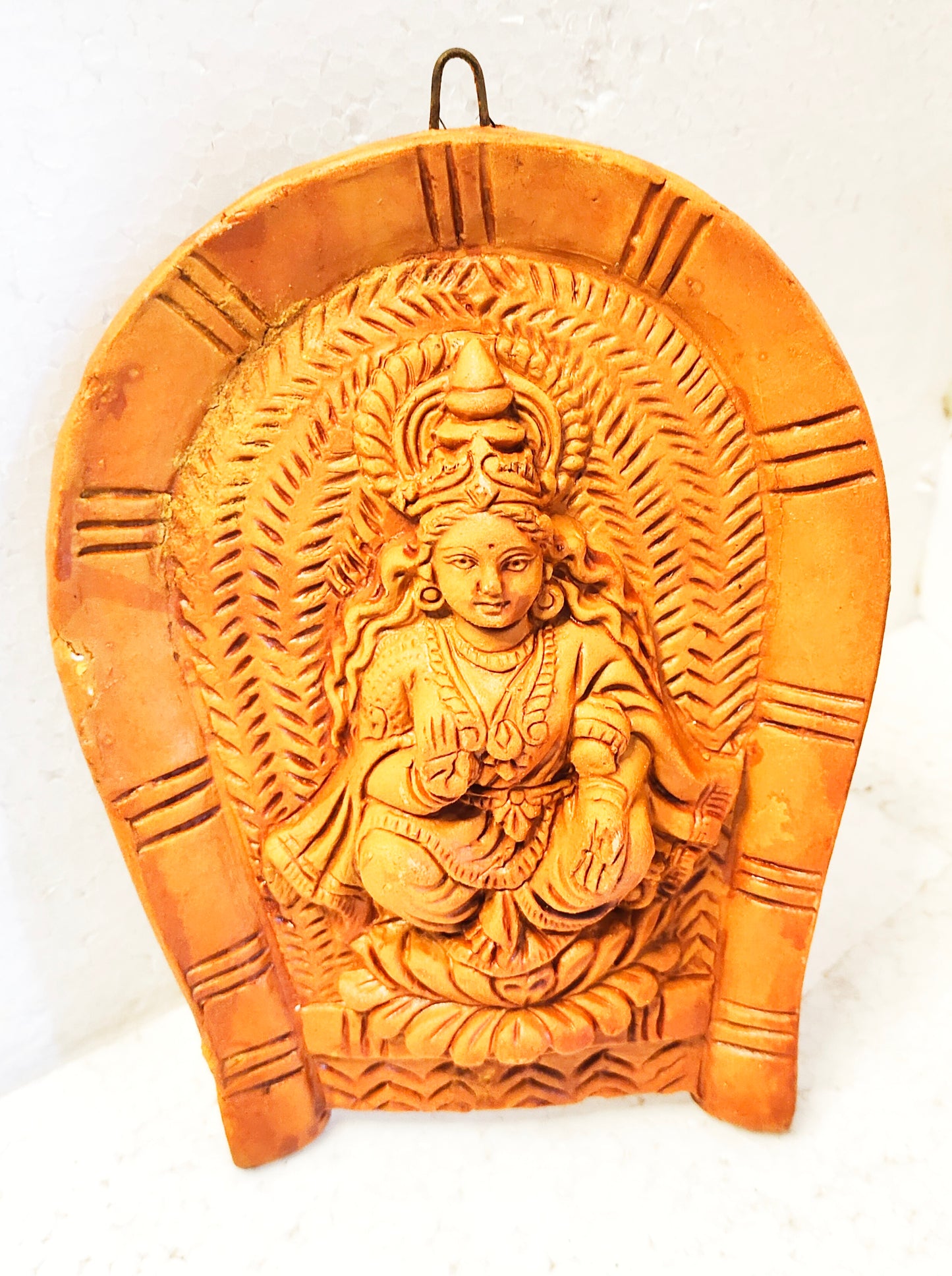 Terracotta Lord Ganesha and Laxmi MATA Ganesha Laxmi Wall Hanging Showpiece for Home Decor