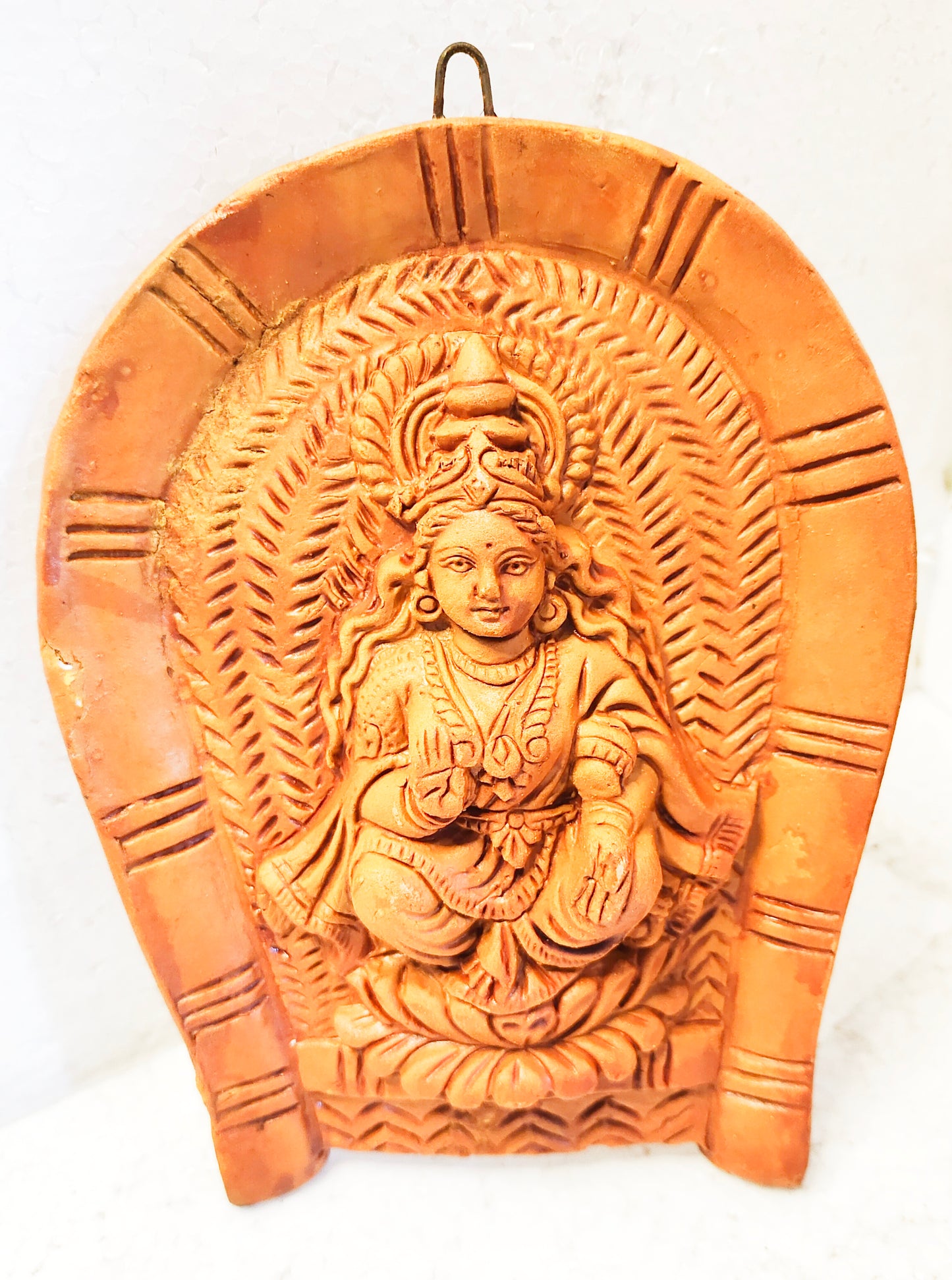 Terracotta Lord Ganesha and Laxmi MATA Ganesha Laxmi Wall Hanging Showpiece for Home Decor