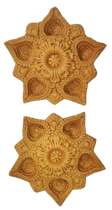 Traditional Handmade Terracotta Diya for Festive Decorations - Mukherjee Handicrafts ( Pack of 2 )