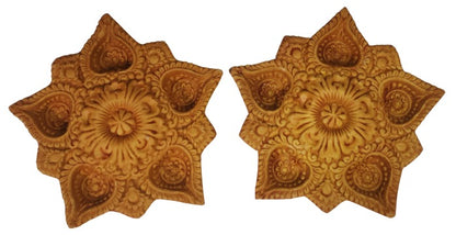 Traditional Handmade Terracotta Diya for Festive Decorations - Mukherjee Handicrafts ( Pack of 2 )