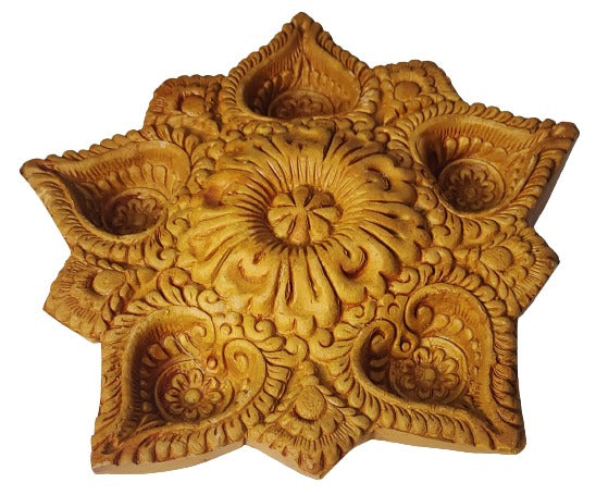 Traditional Handmade Terracotta Diya for Festive Decorations - Mukherjee Handicrafts ( Pack of 2 )