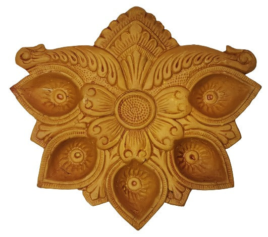 Traditional Handmade Terracotta Diya for Festive Decorations - Mukherjee Handicrafts ( Pack of 2 )