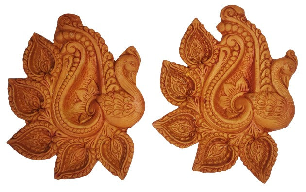 Traditional Handmade Terracotta Diya for Festive Decorations - Mukherjee Handicrafts ( Pack of 2 )