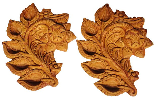 Traditional Handmade Terracotta Diya for Festive Decorations - Mukherjee Handicrafts ( Pack of 2 )