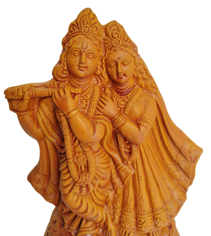 Terracotta Clay Lord Radha Krishna Statue - Murlidhar/Krishn Kanhiya Idol,