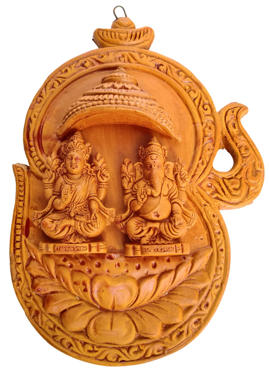 Terracotta Lord Ganesha and Laxmi MATA Ganesha Laxmi Wall Hanging Showpiece for Home Decor