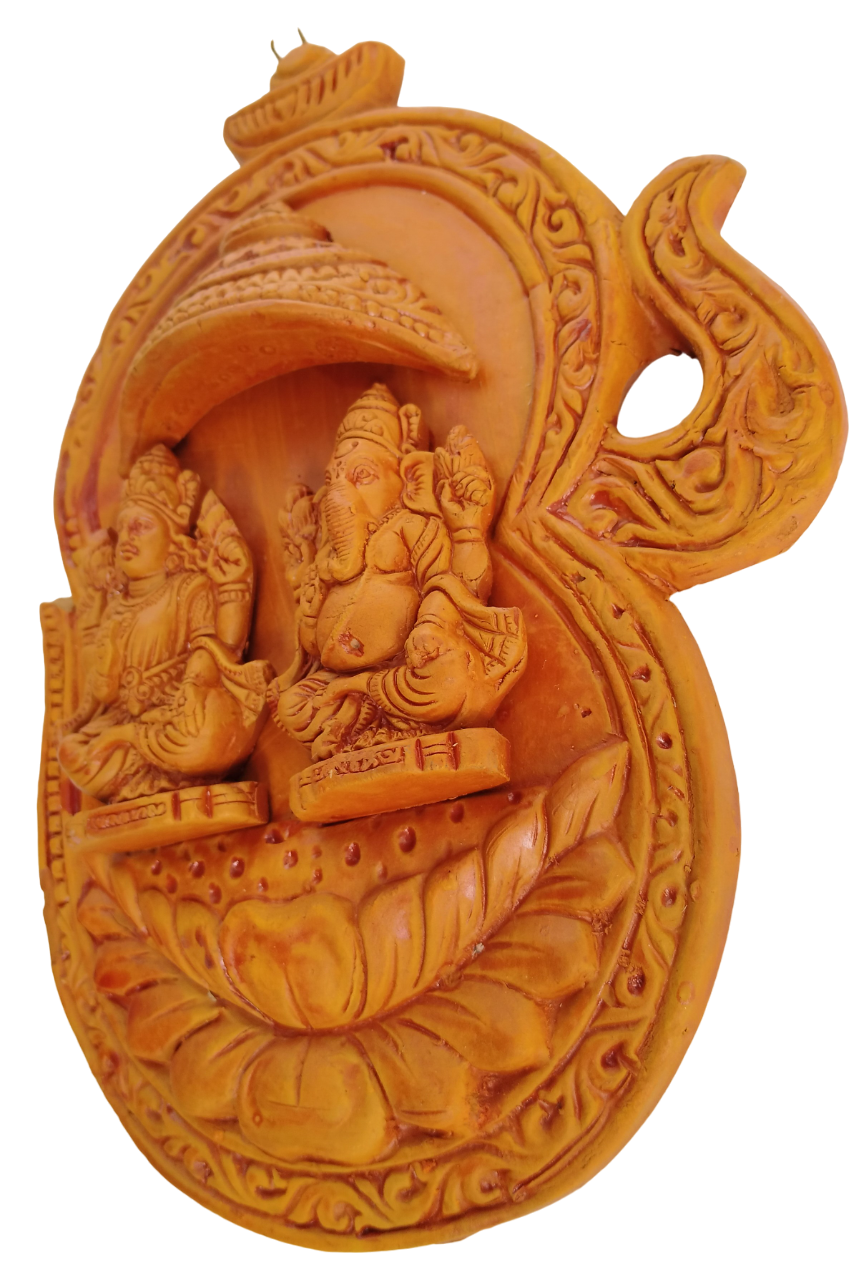 Terracotta Lord Ganesha and Laxmi MATA Ganesha Laxmi Wall Hanging Showpiece for Home Decor