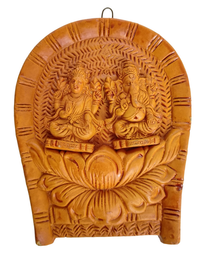 Terracotta Lord Ganesha and Laxmi MATA Ganesha Laxmi Wall Hanging Showpiece for Home Decor