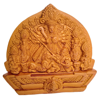 Terracotta Maa Durga Sherawali Maa Wall Hanging Showpiece Medium.