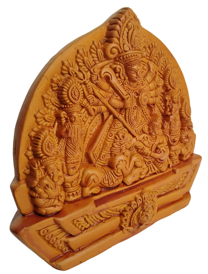 Terracotta Maa Durga Sherawali Maa Wall Hanging Showpiece Medium.