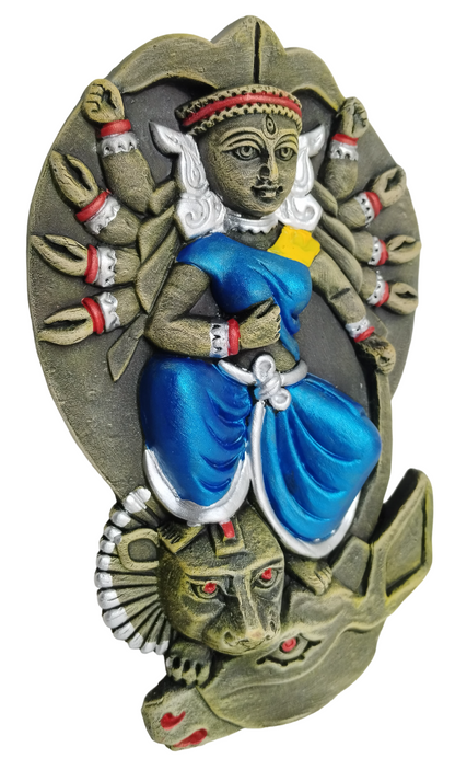 Terracotta Maa Durga Sherawali Maa Wall Hanging Showpiece for Home Décor