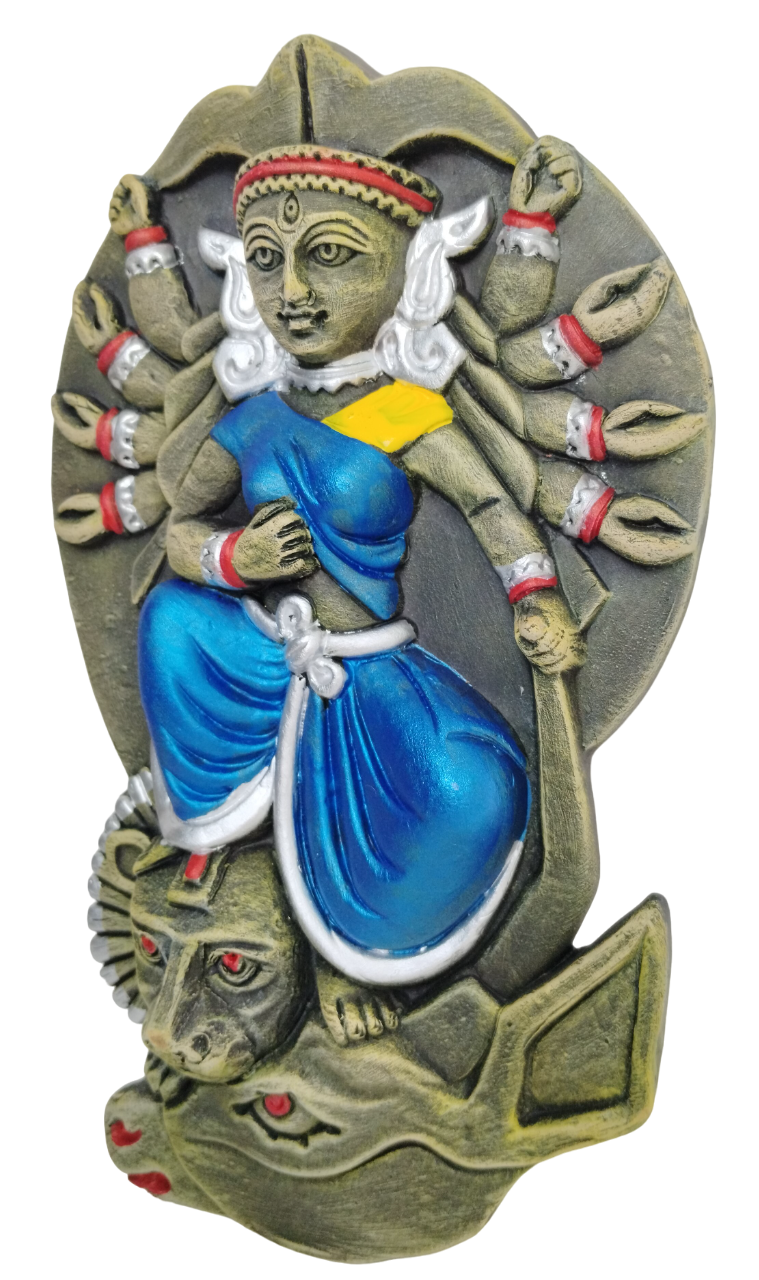 Terracotta Maa Durga Sherawali Maa Wall Hanging Showpiece for Home Décor