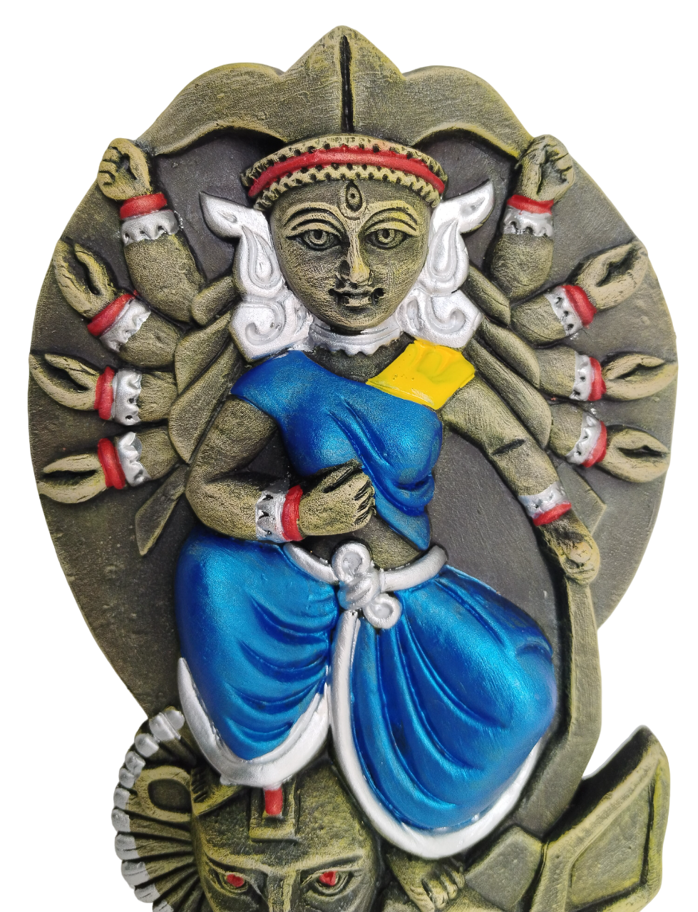 Terracotta Maa Durga Sherawali Maa Wall Hanging Showpiece for Home Décor