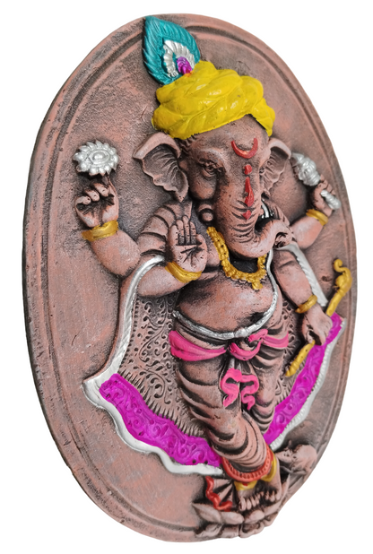 Terracotta Lord Ganesha Ganapati Bappa Wall Hanging Showpiece for Home Decor,