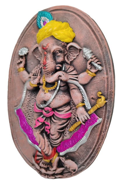 Terracotta Lord Ganesha Ganapati Bappa Wall Hanging Showpiece for Home Decor,