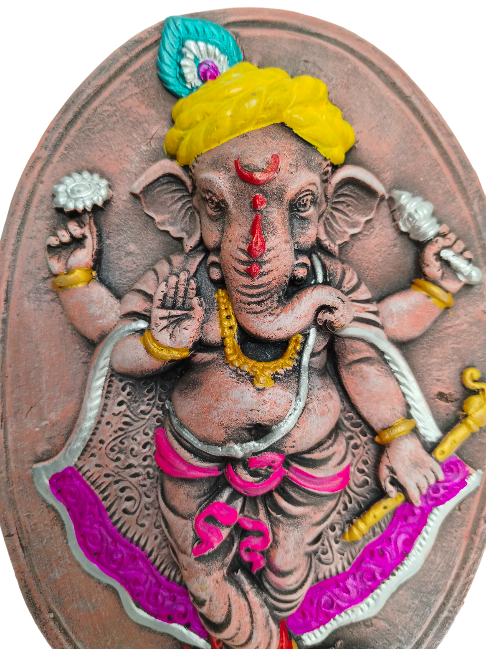 Terracotta Lord Ganesha Ganapati Bappa Wall Hanging Showpiece for Home Decor,