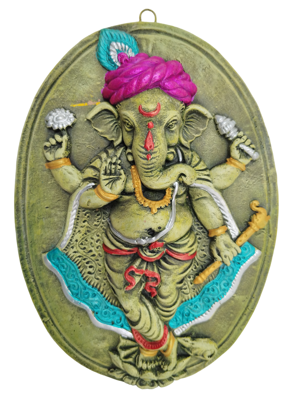 Terracotta Lord Ganesha Ganapati Bappa Wall Hanging Showpiece for Home Decor,