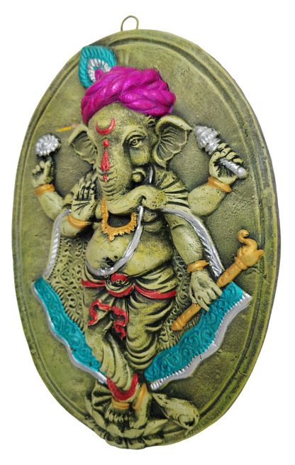 Terracotta Lord Ganesha Ganapati Bappa Wall Hanging Showpiece for Home Decor,