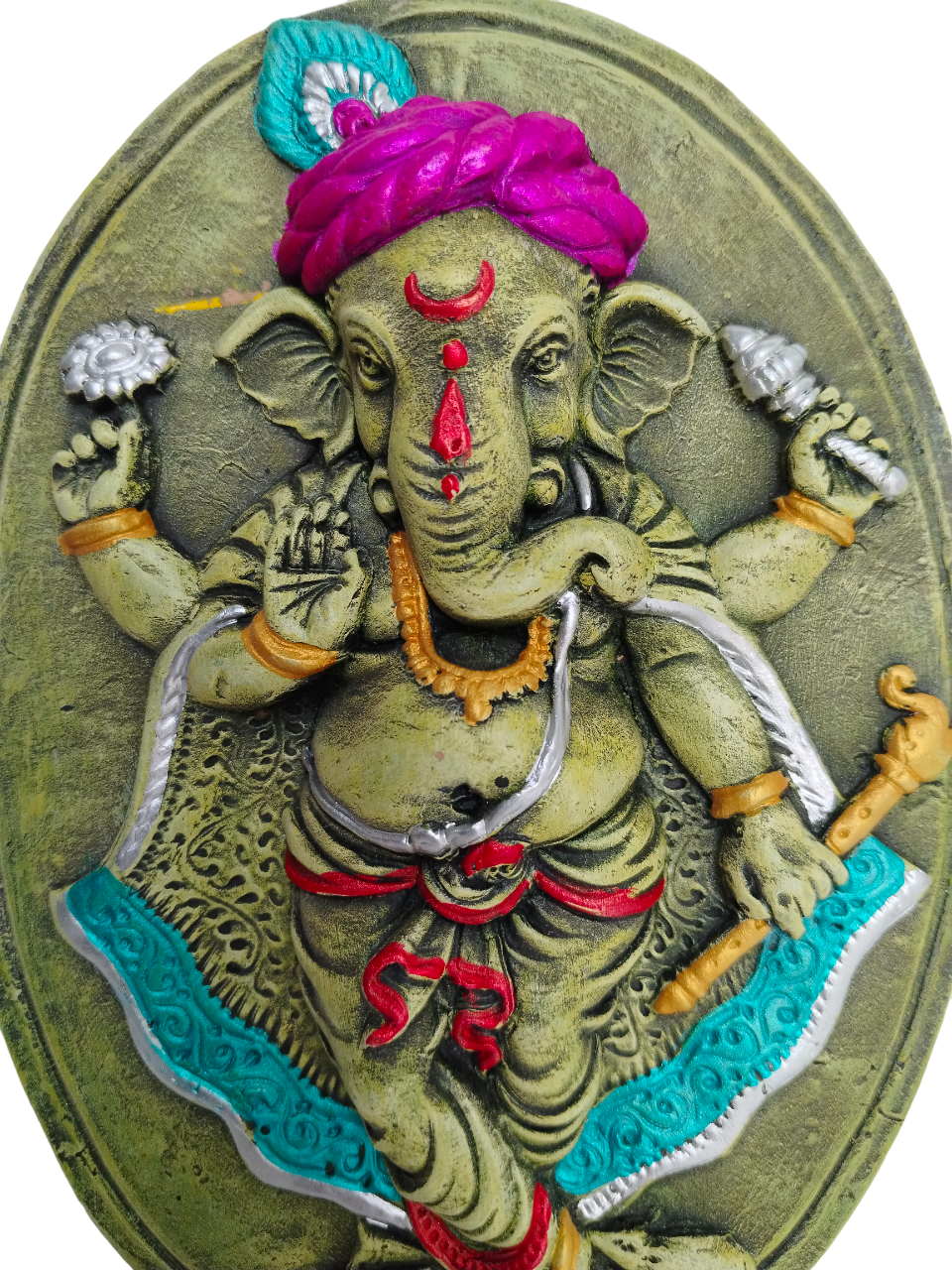 Terracotta Lord Ganesha Ganapati Bappa Wall Hanging Showpiece for Home Decor,