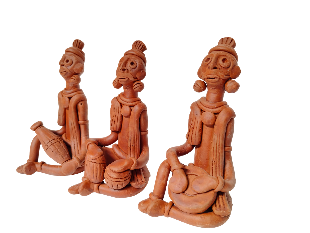 Terracotta Clay Showpiece for Home Decoration (Medium, Brown) (set of 3)