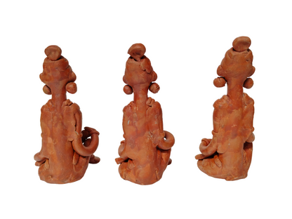 Terracotta Clay Showpiece for Home Decoration (Medium, Brown) (set of 3)