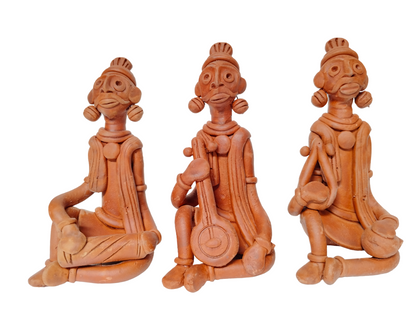 Terracotta Clay Showpiece for Home Decoration (Medium, Brown) (set of 3)