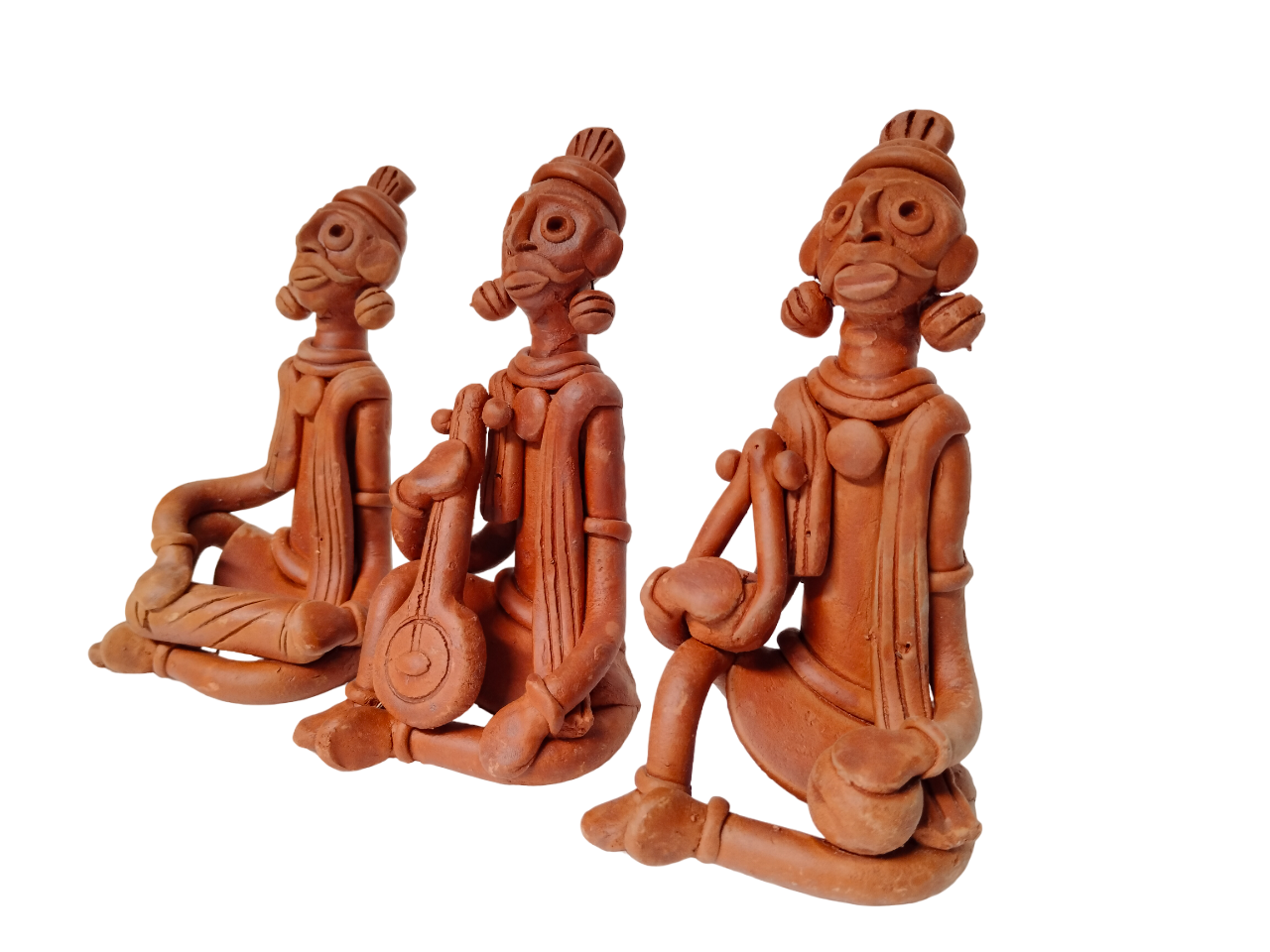 Terracotta Clay Showpiece for Home Decoration (Medium, Brown) (set of 3)