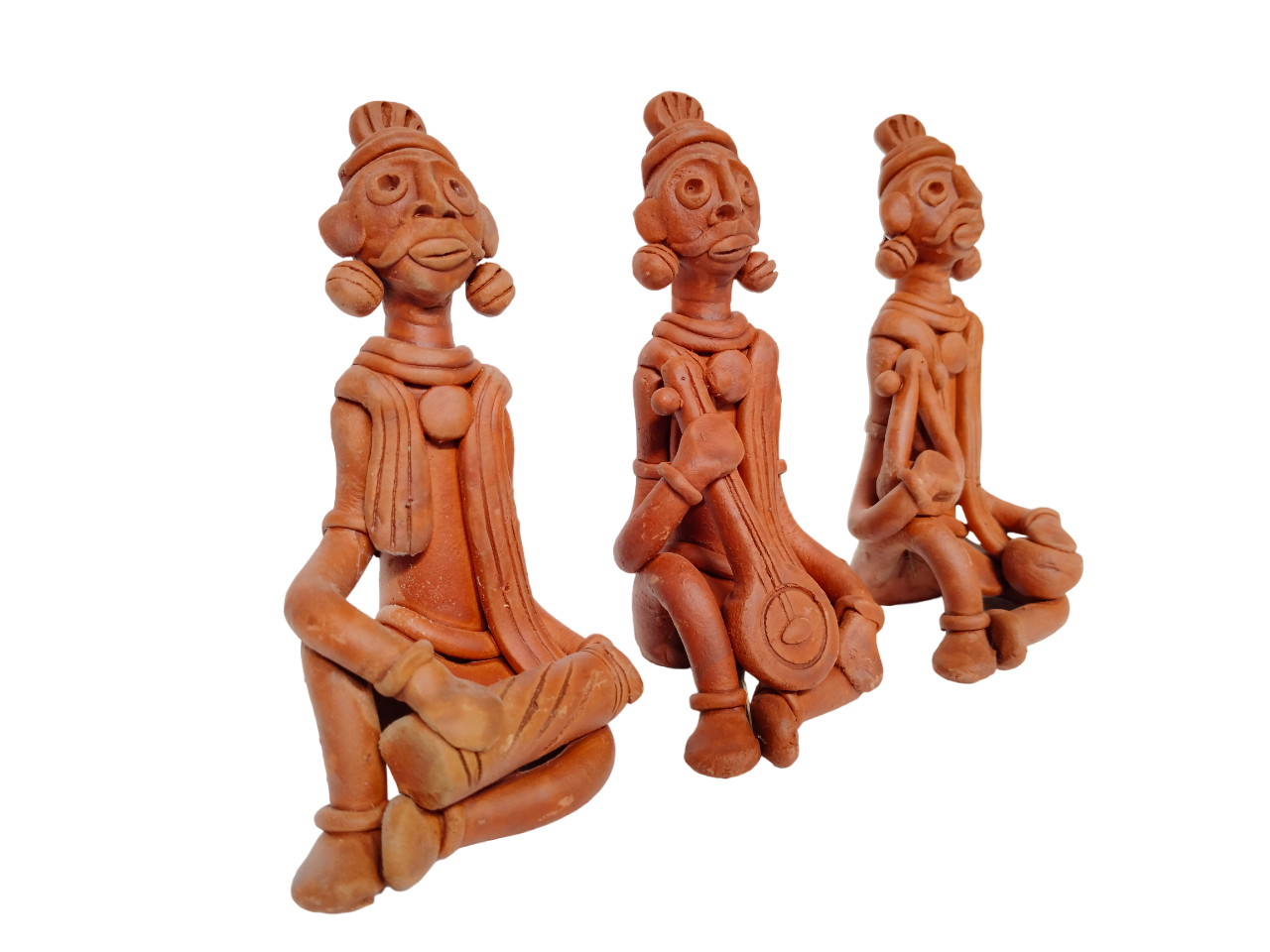 Terracotta Clay Showpiece for Home Decoration (Medium, Brown) (set of 3)