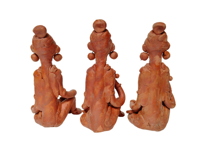 Terracotta Clay Showpiece for Home Decoration (Medium, Brown) (set of 3)