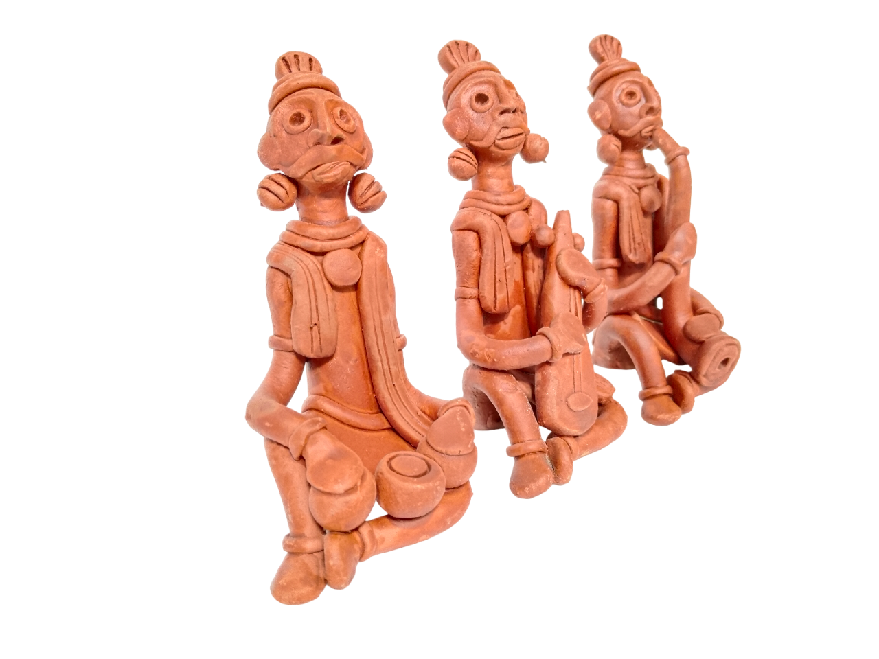 Terracotta Clay Showpiece for Home Decoration (Medium, Brown) (set of 3)