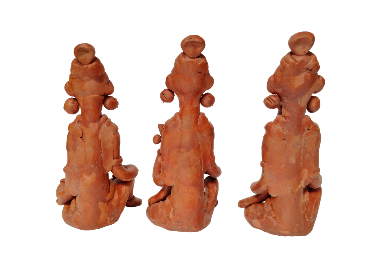 Terracotta Clay Showpiece for Home Decoration (Medium, Brown) (set of 3)