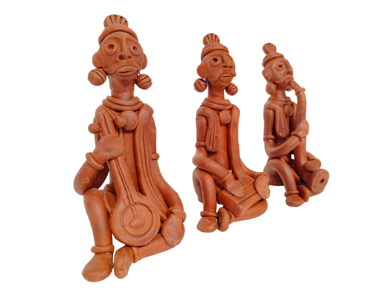 Terracotta Clay Showpiece for Home Decoration (Medium, Brown) (set of 3)